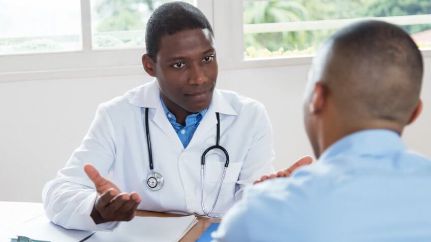 Internist discussing results with a patient