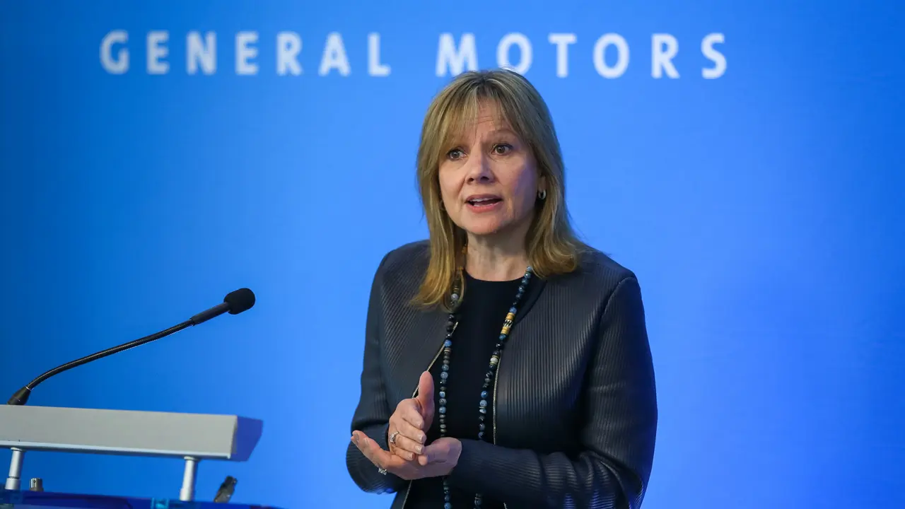 General Motors Chairman and CEO Mary Barra talks with media prior to the start of the 2017 General Motors Company Annual Meeting of Stockholders Tuesday, June 6, 2017 at GM Global Headquarters in Detroit, Michigan.
