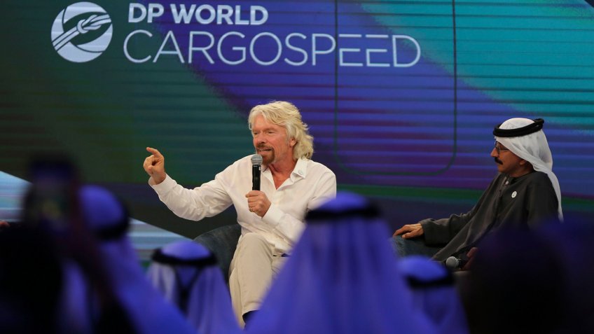 Photo by Kamran Jebreili/AP/REX/Shutterstock (9645731b)Sultan Ahmed bin Sulayem, Richard Branson.