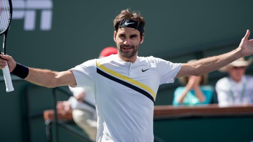 INDIAN WELLS, CA - MAR 05-18: Roger Federer at the BNP PARIBAS OPEN Tennis Tournament in Indian Wells, CA on March 17, 2018.
