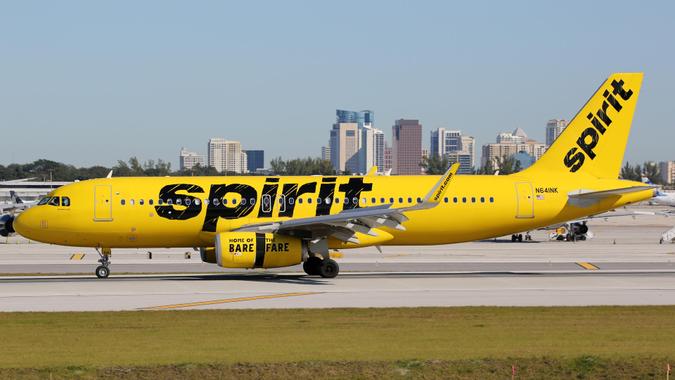 Fort Lauderdale, United States - February 17, 2016: A Spirit Airlines Airbus A320 with the registration N641NK landing at Fort Lauderdale Airport (FLL) in the United States.