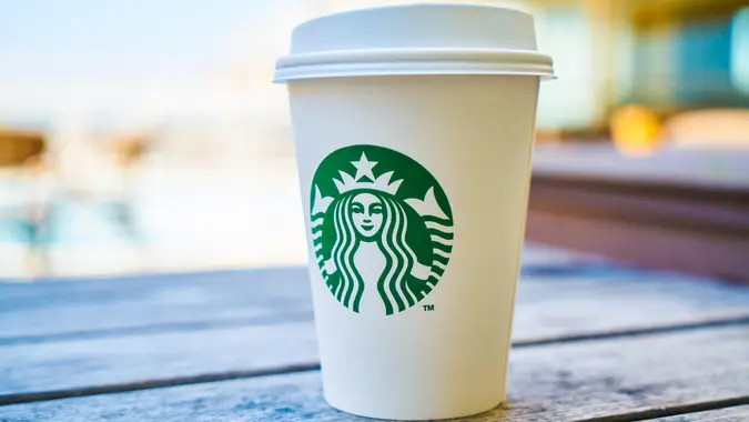 Starbucks cup on a table
