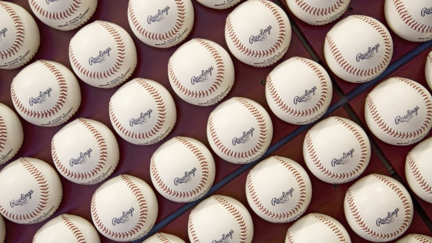 A pattern of Rawlings Major League Baseballs at Citizens Bank Park, Philadelphia, Pennsylvania.