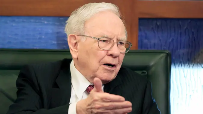 Nati Harnik/AP/REX/Shutterstock Warren Buffett Berkshire Hathaway Chairman and CEO Warren Buffett speaks during an interview with Liz Claman on the Fox Business Network in Omaha, Neb.