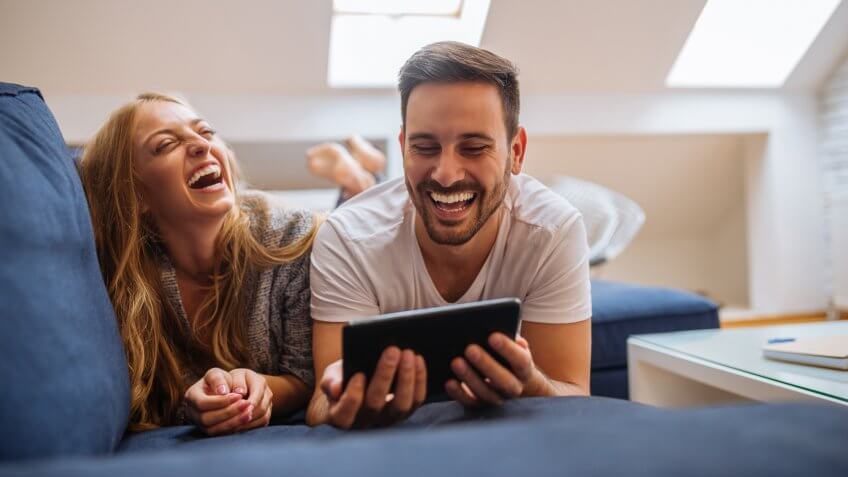 couple streaming services on tablet