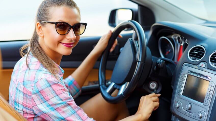 girl driving a car