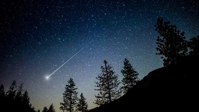 Night Sky with meteorite