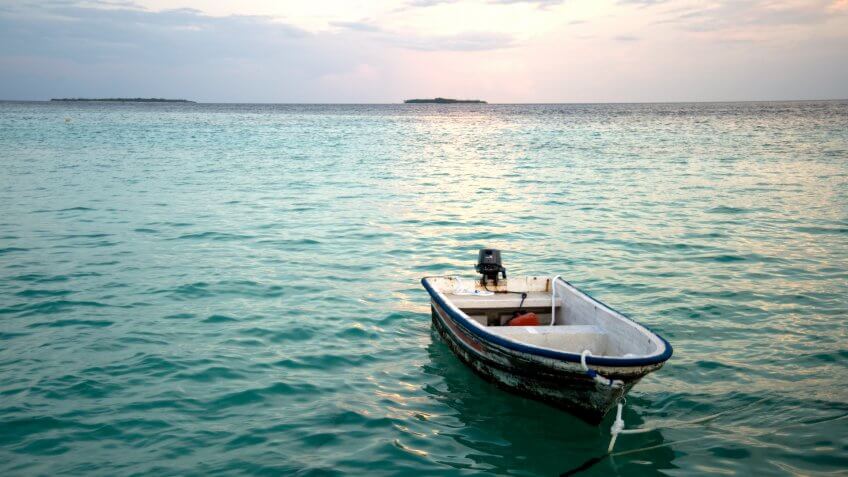 small boat in the ocean