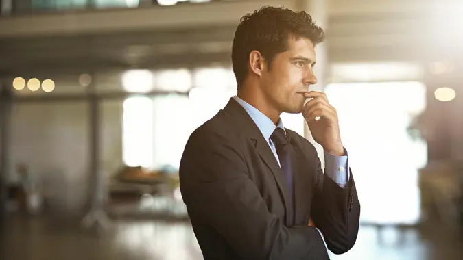 businessman looking stressed in the officehttp://195.