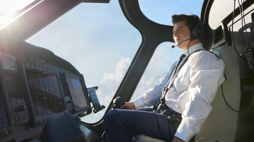 commercial pilot in the cockpit