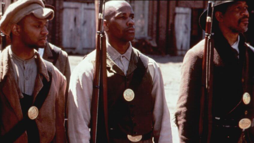 Photo by Moviestore/REX/Shutterstock Glory, Denzel Washington, Morgan Freeman Film and Television