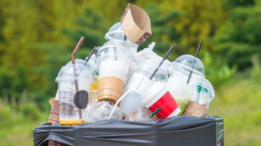 Cropped shot view of full garbage.