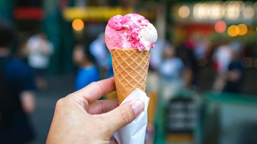 Hand holding ice cream cone