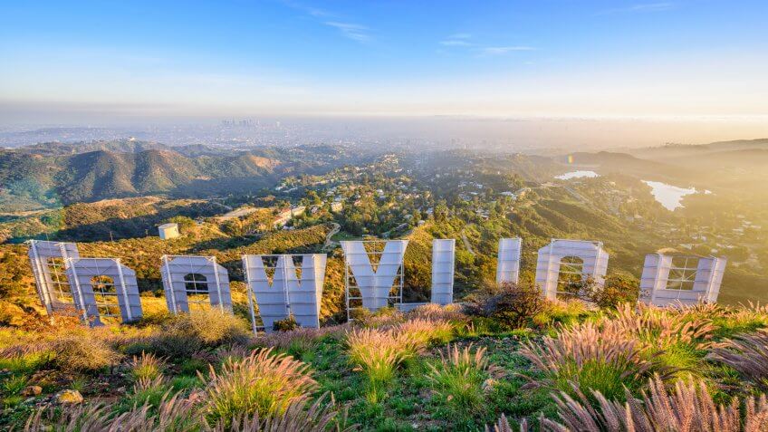 looking over the Hollywood sign in Los Angeles California