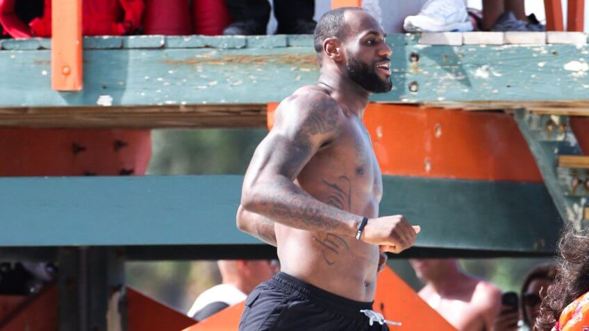 Mandatory Credit: Photo by Broadimage/REX/Shutterstock (2835625h)LeBron James filming a Nike commercial in Miami BeachLebron James out and about, Miami, America - 17 Aug 2013.