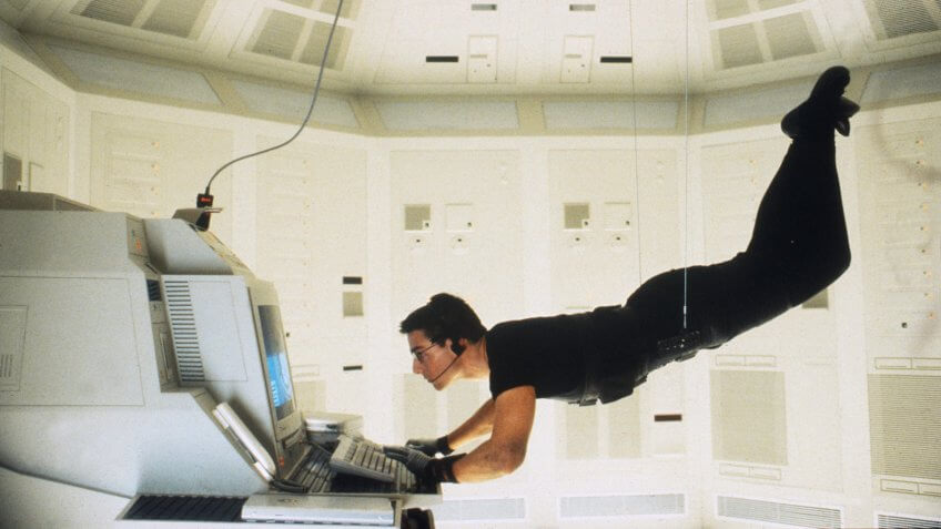 Photo by Paramount/Kobal/REX/Shutterstock (5882632h) Tom Cruise Mission - Impossible - 1996 Director: Brian De Palma Paramount USA Scene Still Action/Adventure Mission Impossible (1996)