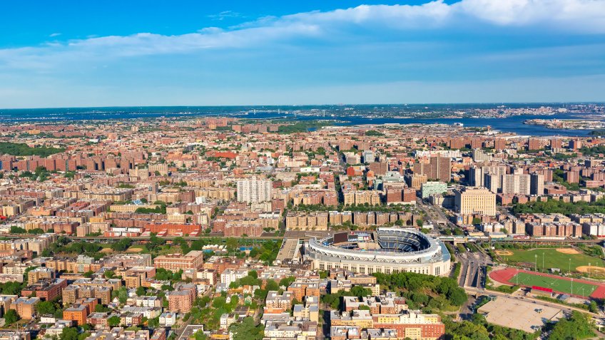 Aerial view of the Bronx, New York City.