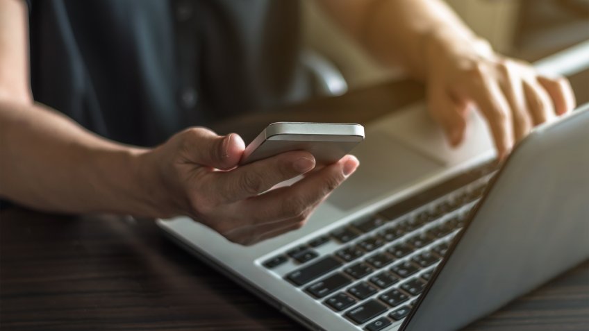 person on smartphone online shopping