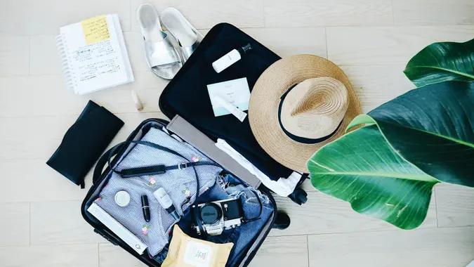 suitcase travel items