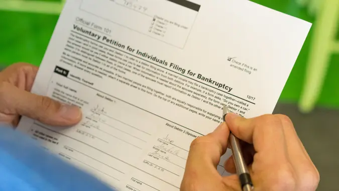 voluntary petition for individuals filing for bankruptcy