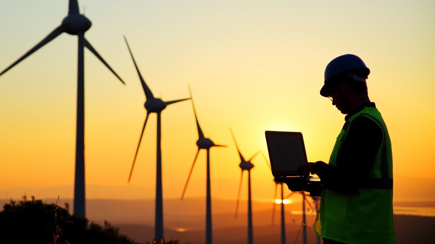 windmill green energy worker