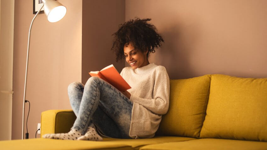 woman reading a book