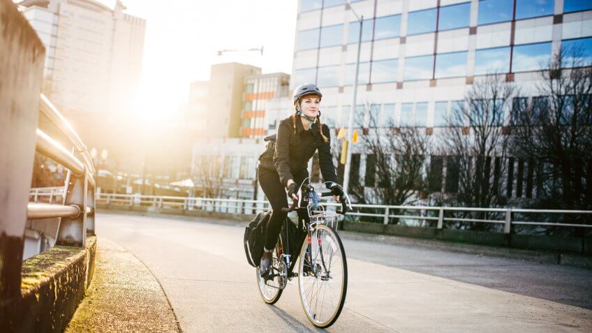 Bike Commuter in Portland Oregon