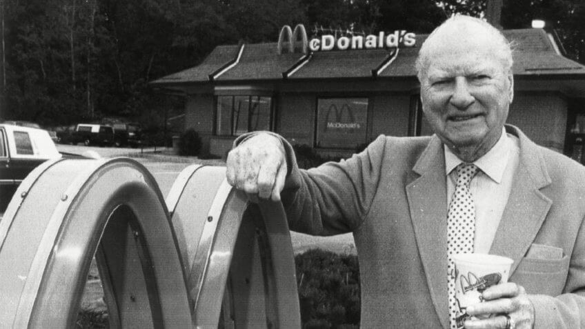 Photo by JON LASSEIGH/AP/REX/ShutterstockMCDONALD Richard "Dick" McDonald stands in front of a McDonald's restaurant in Manchester, N.