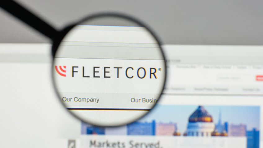 Milan, Italy - August 10, 2017: Fleet Cor Technologies logo on the website homepage.