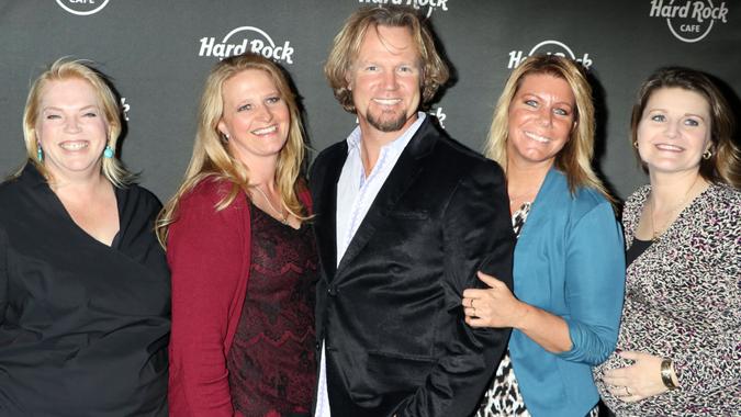 Mandatory Credit: Photo by KCR/REX/Shutterstock (5226427b)Sister Wives - Janelle, Christine, Kody Brown, Meri, RobynHard Rock Hotel's 25th Anniversary, Las Vegas, America - 10 Oct 2015.