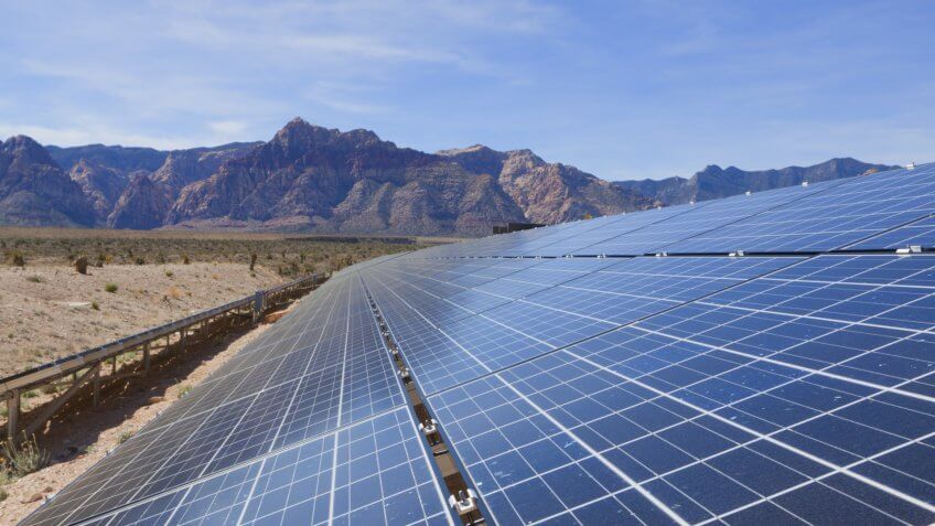 Solar panels in the desert