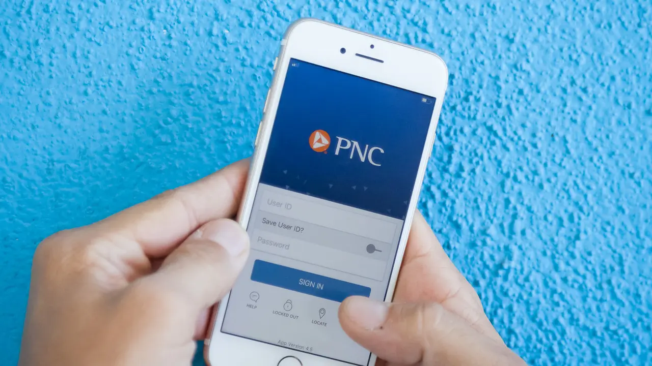 PNC website on phone.
