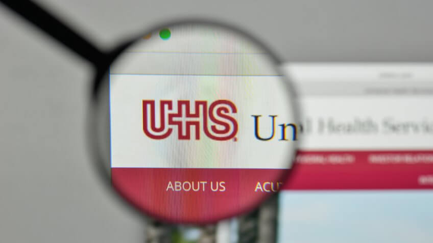 Milan, Italy - November 1, 2017: Universal Health Services logo on the website homepage.