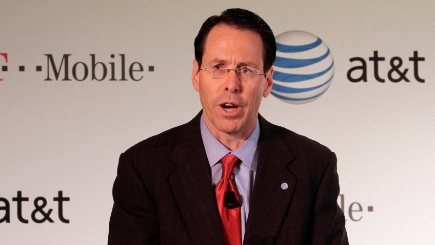 Photo by Richard Drew/AP/REX/Shutterstock (5927983e)AT&T Chairman, CEO and President Randall Stephenson,addresses a news conference in New York, .