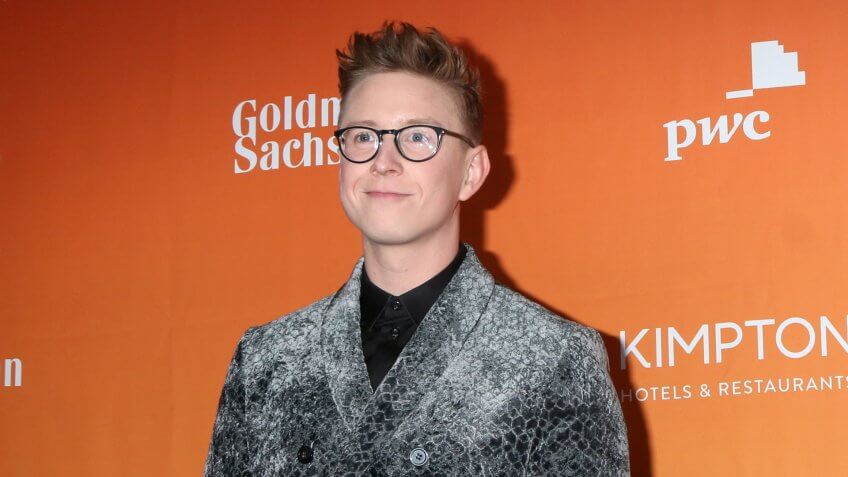 LOS ANGELES - DEC 3: Tyler Oakley at the 2017 TrevorLIVE Los Angeles at Beverly Hilton Hotel on December 3, 2017 in Beverly Hills, CA.