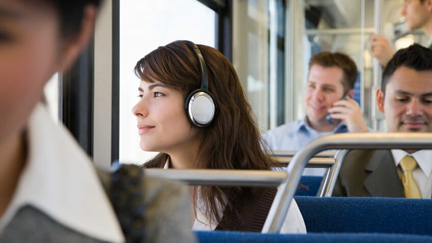 Commuters on train.