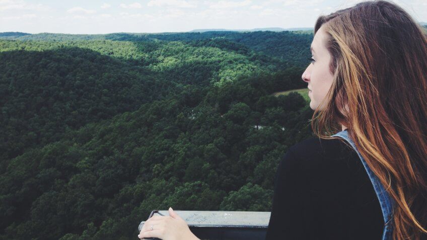 Woman viewing nature in Arkansas