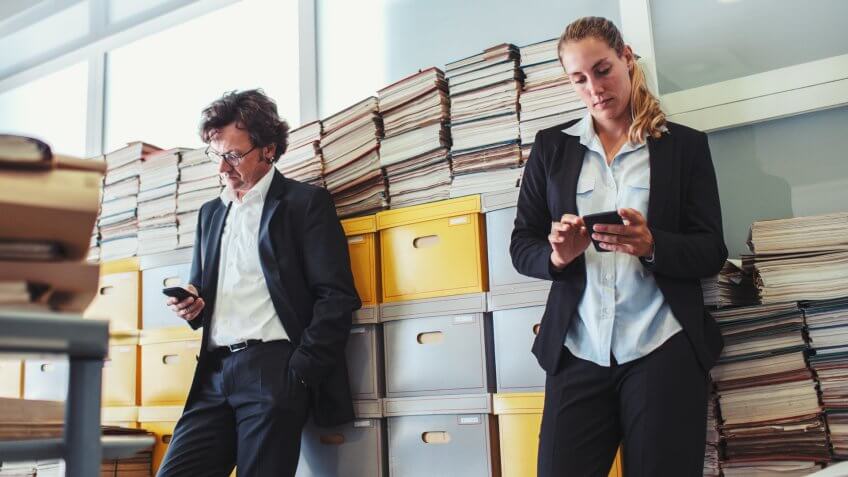 File clerks in a bad mood in archives.