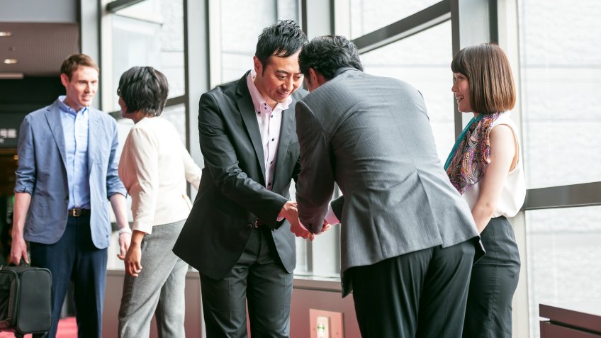 Business folk group talks in the business hall,Kyoto,Japan,Nikon D3x.