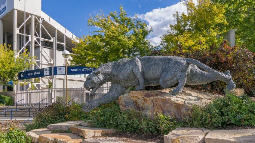 PROVO, UT/USA - OCTOBER 2, 2016: Cougar mascot at LaVell Edwards Stadium on Campus of Brigham Young University.