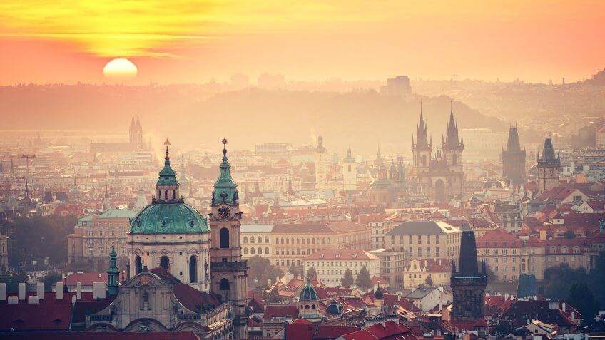 Cityscape of Prague at the sunrise - Czech Republic.