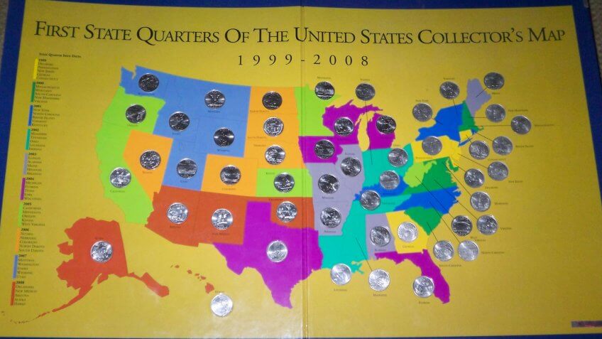 First State Quarters of the United States Collectors Map