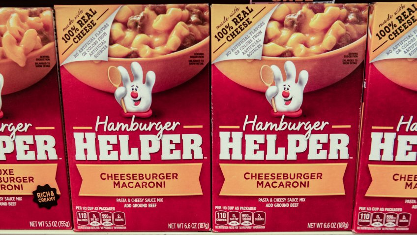 Laguna Hills, CA / USA - 08/19/2018: Hamburger Helper on Display in a Grocery Store.