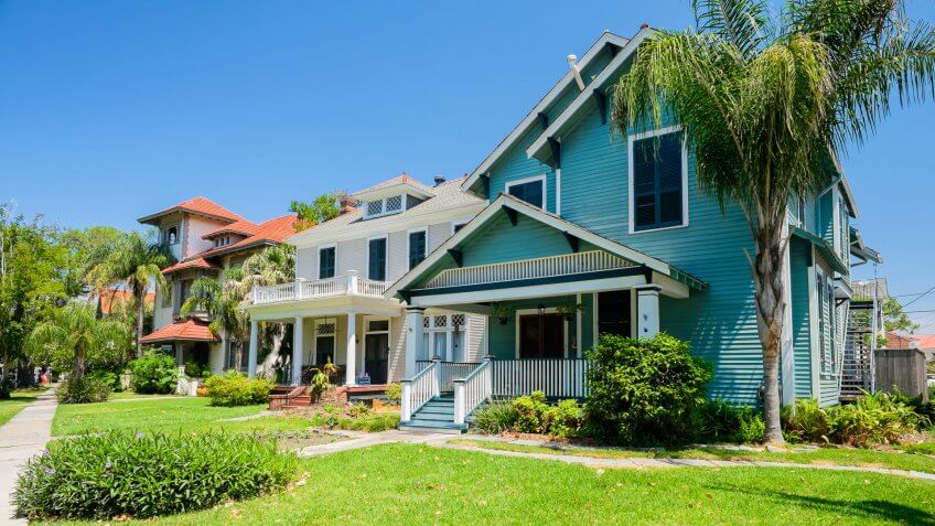 New Orleans, Louisiana USA - May 2, 2014: Typical southern style homes along Esplanade Avenue in New Orleans.