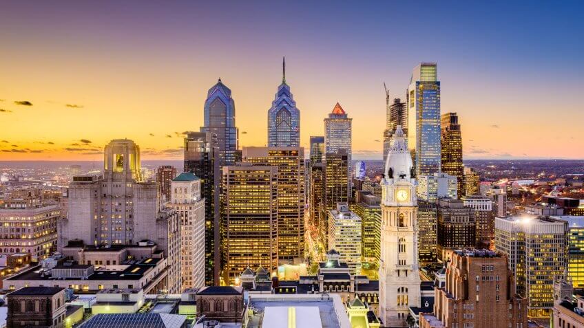 Philadelphia, Pennsylvania, USA downtown city skyline.