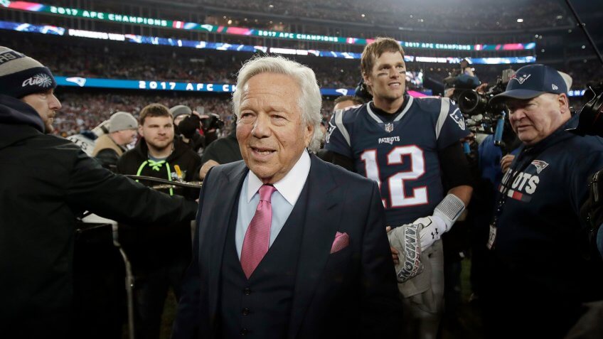 Mandatory Credit: Photo by Charles Krupa/AP/REX/Shutterstock (9328253ey)Robert Kraft, Tom Brady.
