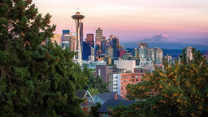 Seattle Washington view from a forest