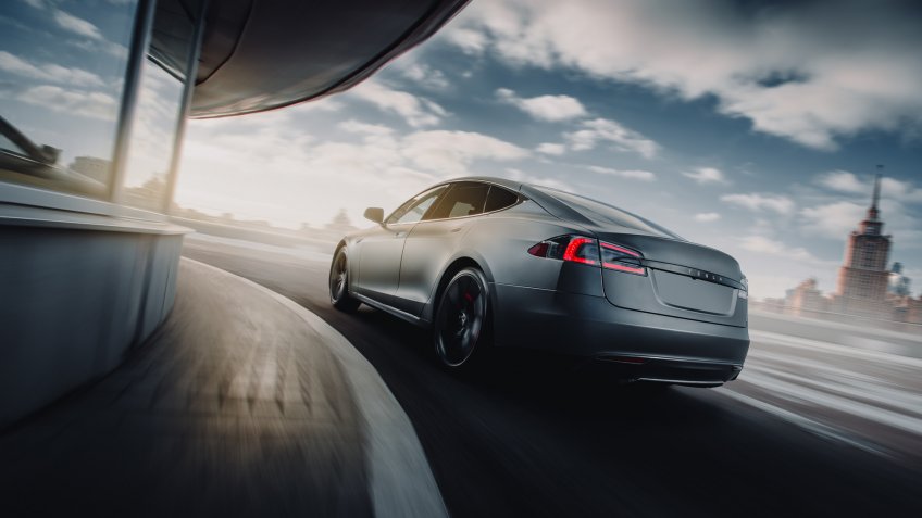 Tesla Model S driving