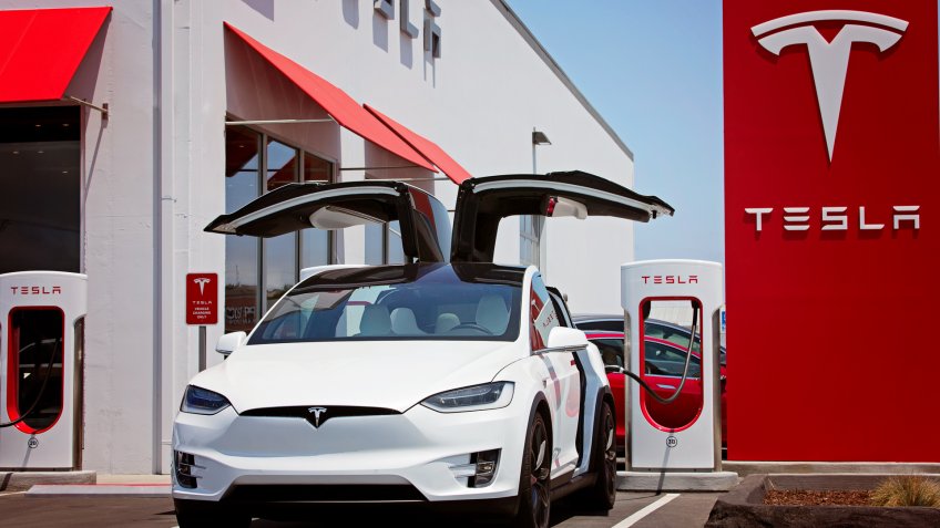 Tesla Model X with doors open
