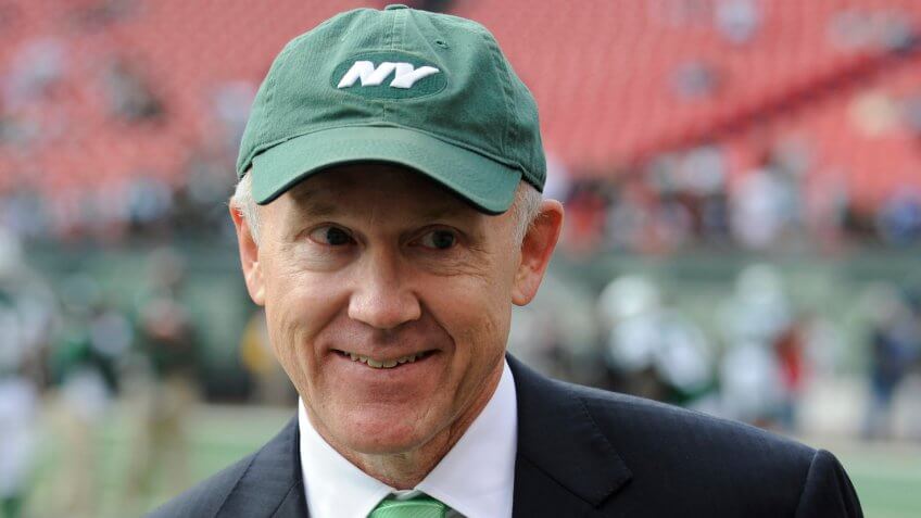 Mandatory Credit: Photo by Bill Kostroun/AP/REX/Shutterstock (9270675ap)New York Jets owner Woody Johnson looks on during a warm up before an NFL football game between the Jacksonville Jaguars and the New York Jets in East Rutherford, N.